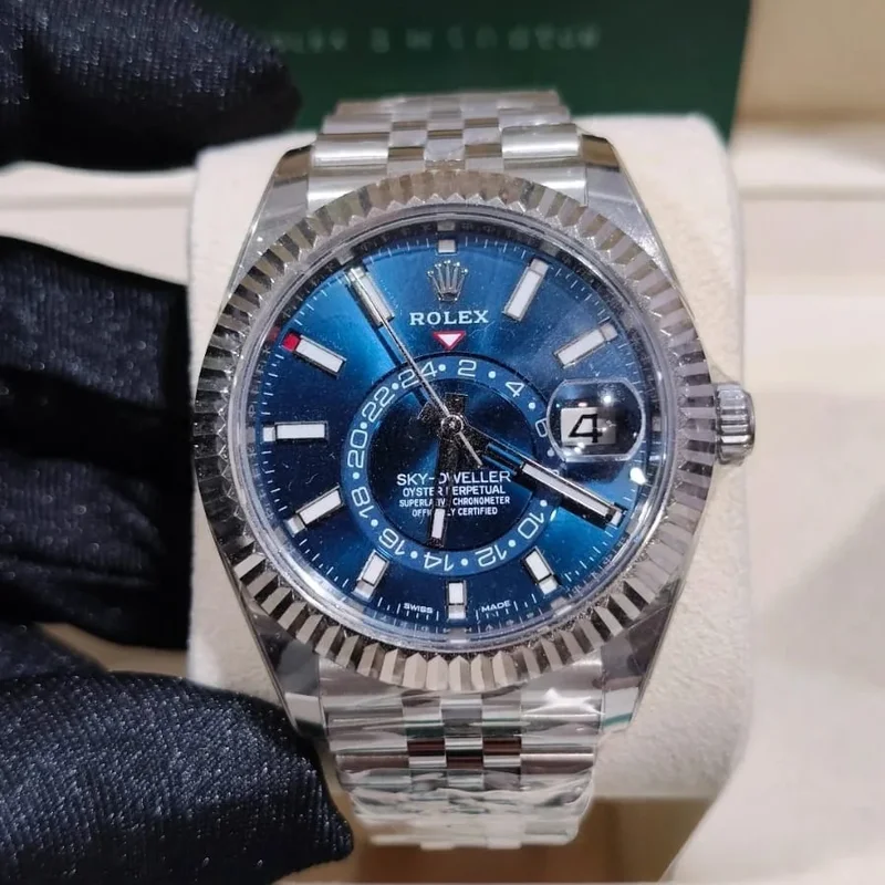 Sky-Dweller Stainless Steel / White Gold / Blue / Jubilee