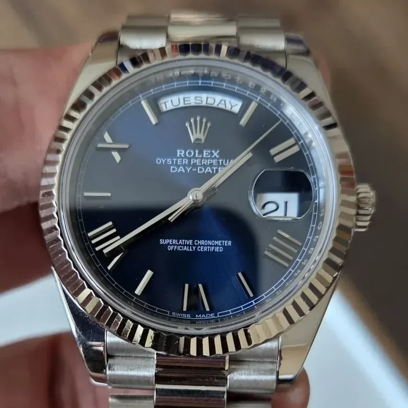 Day-Date 40 White Gold / Blue - Roman