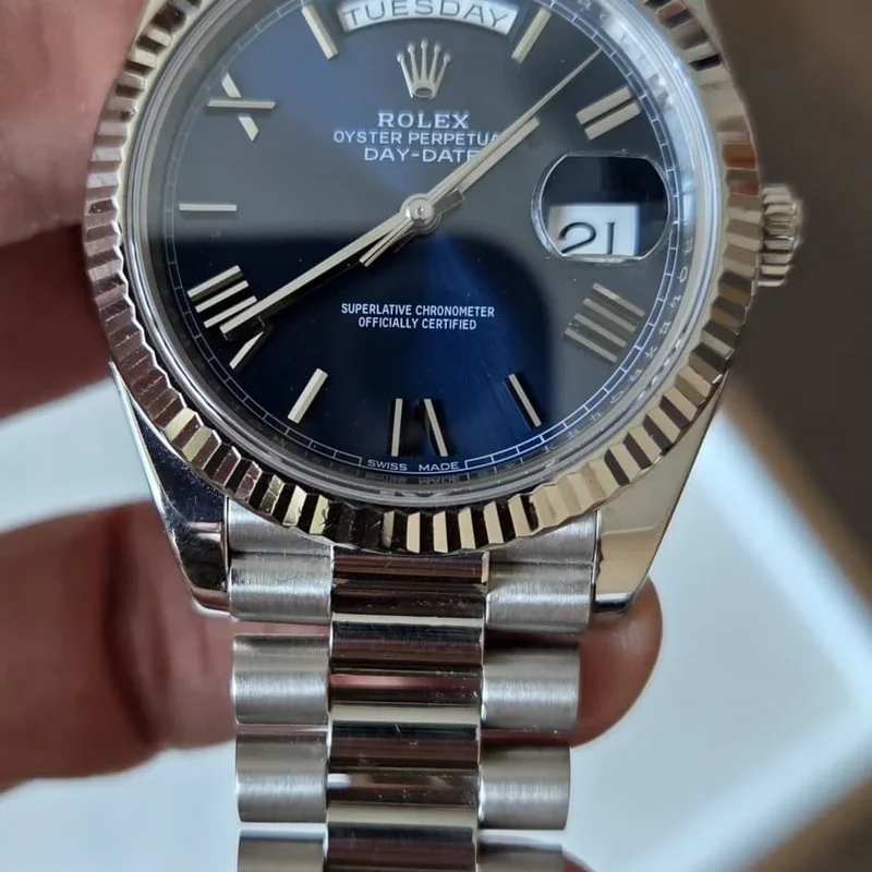 Day-Date 40 White Gold / Blue - Roman