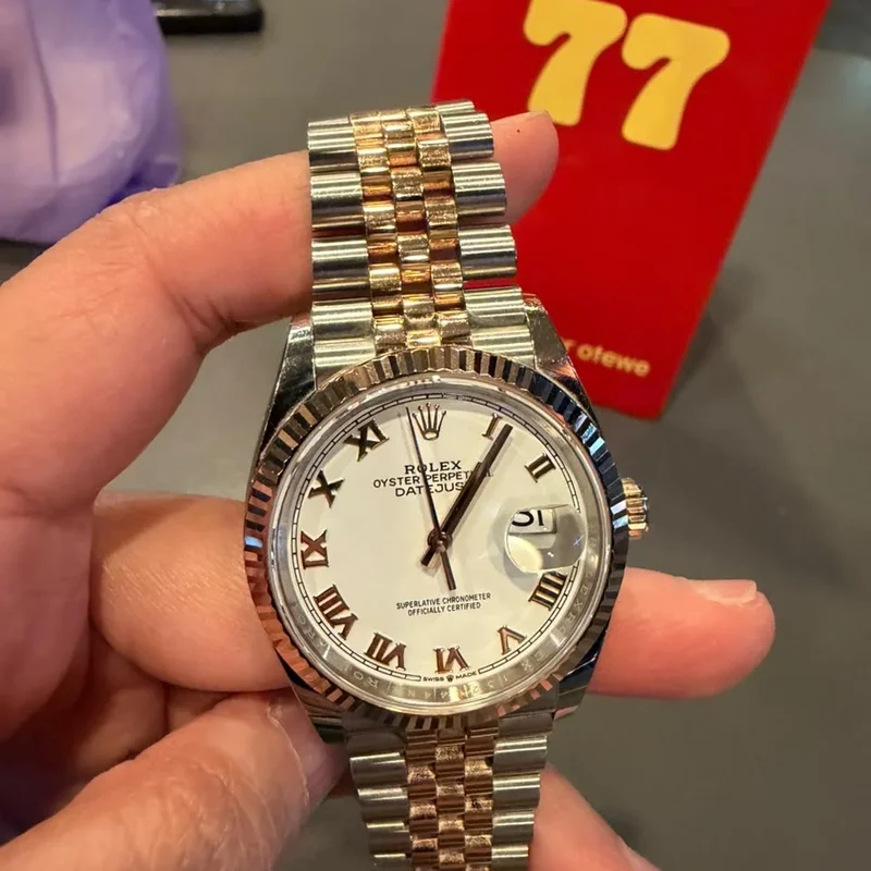 Datejust 36 Stainless Steel / Everose / Fluted / White Roman / Jubilee
