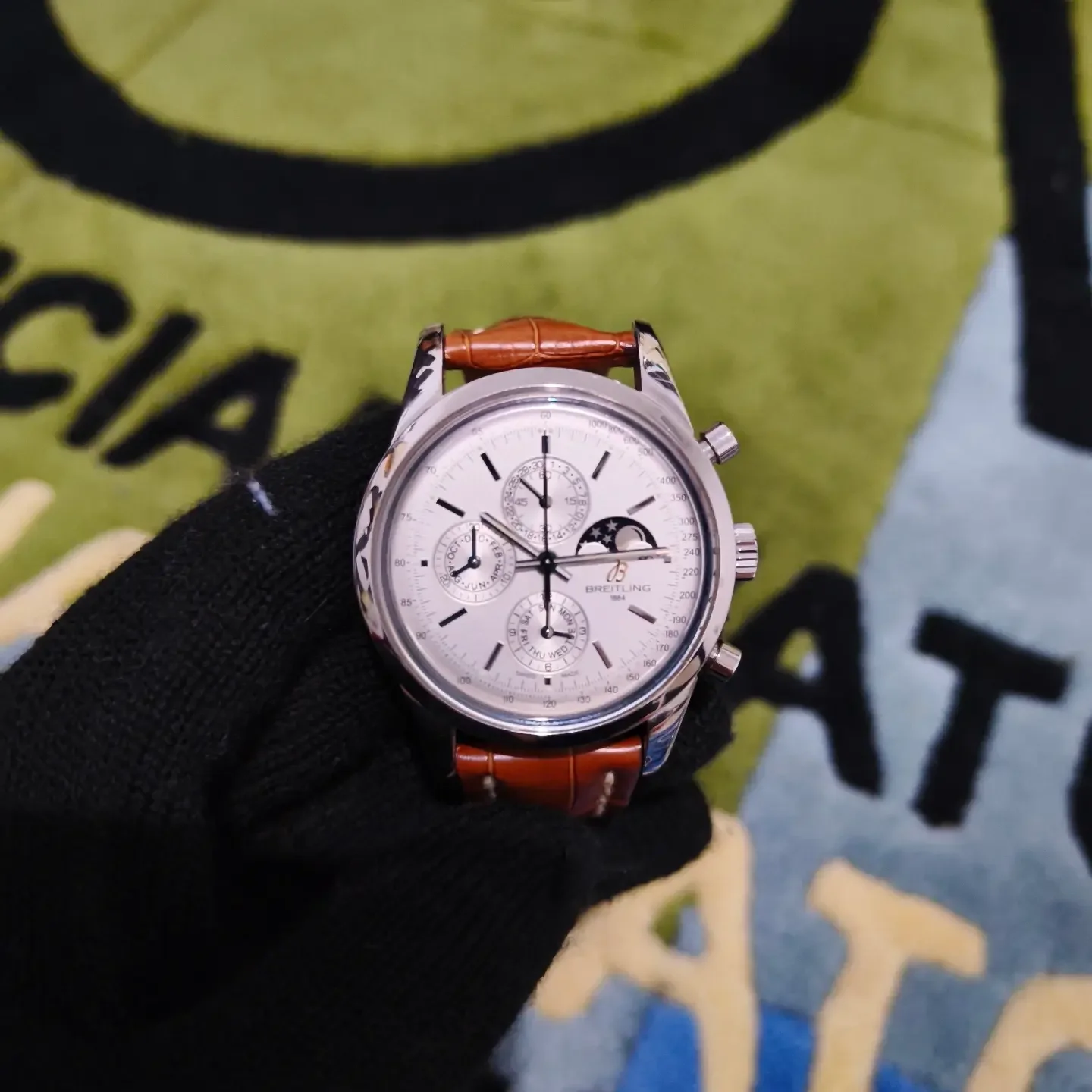 Transocean Chronograph 1461 Stainless Steel / Silver / Calf / Pin