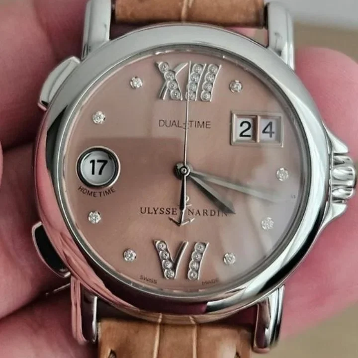 San Marco GMT Dual Time Salmon Stainless Steel / Diamond Index