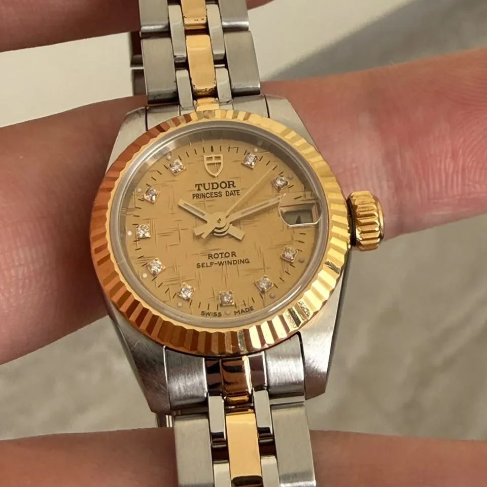 Princess Oysterdate Stainless Steel - Yellow Gold / Champagne - Diamond