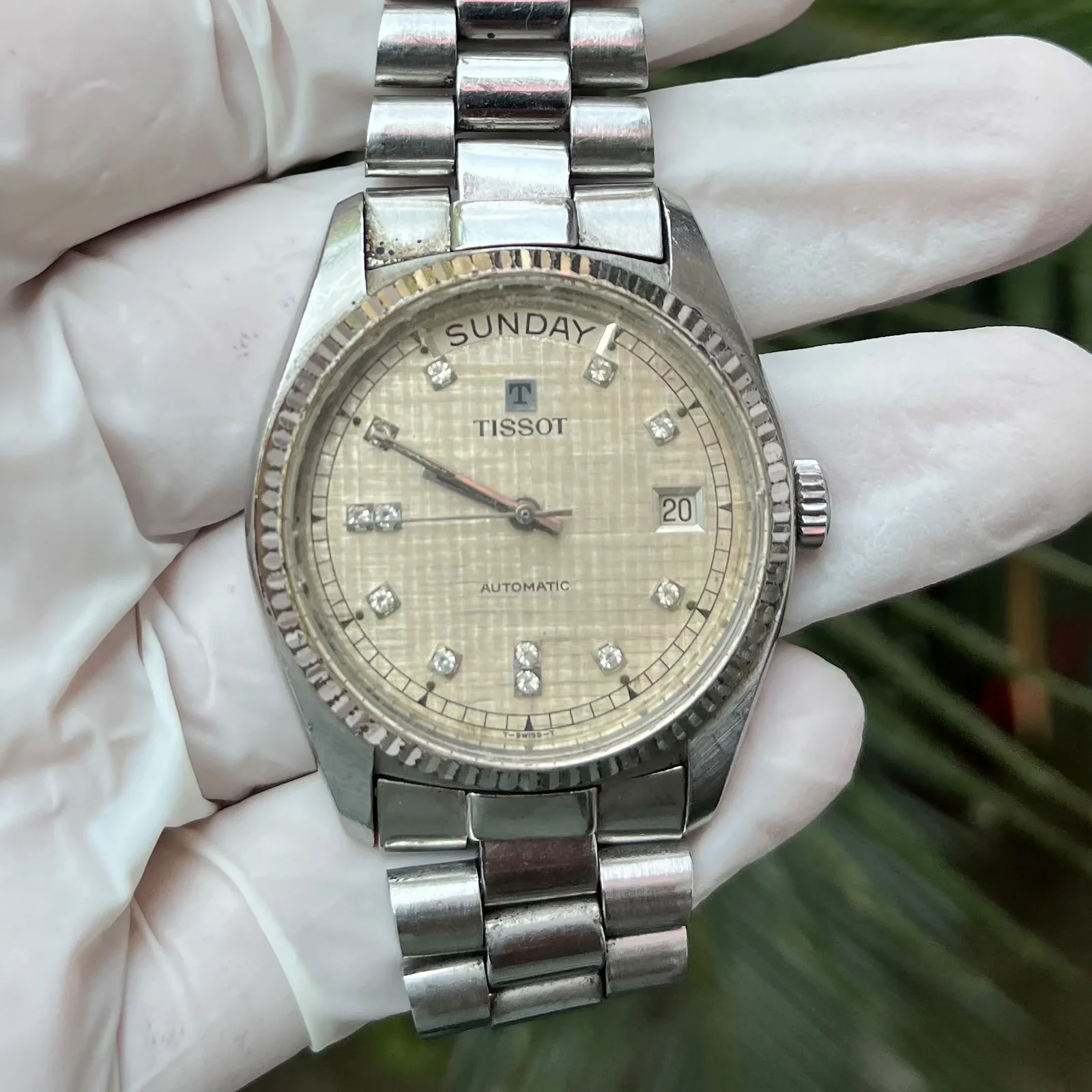 Le Locle Day-Date Stainless Steel Silver Diamond