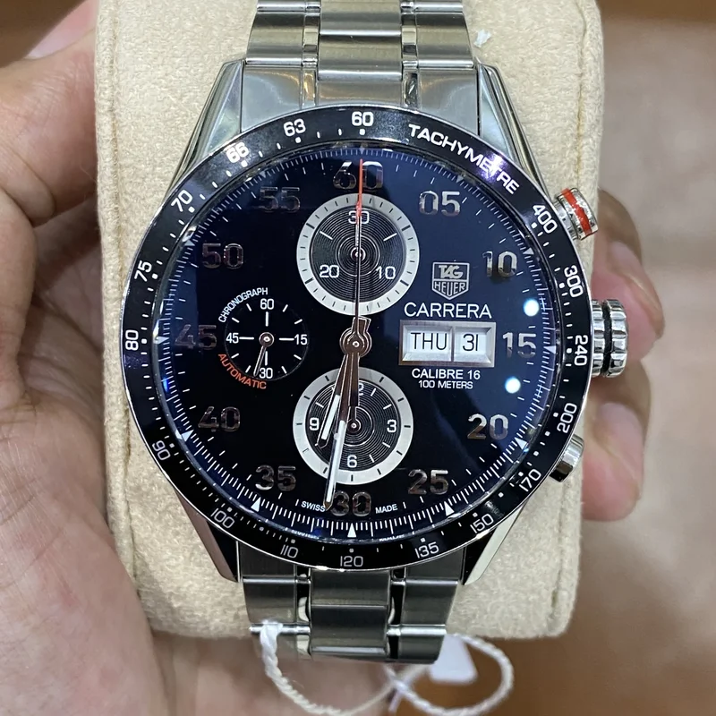 Carrera Calibre 16 Day Date 43 Stainless Steel / Black / Bracelet