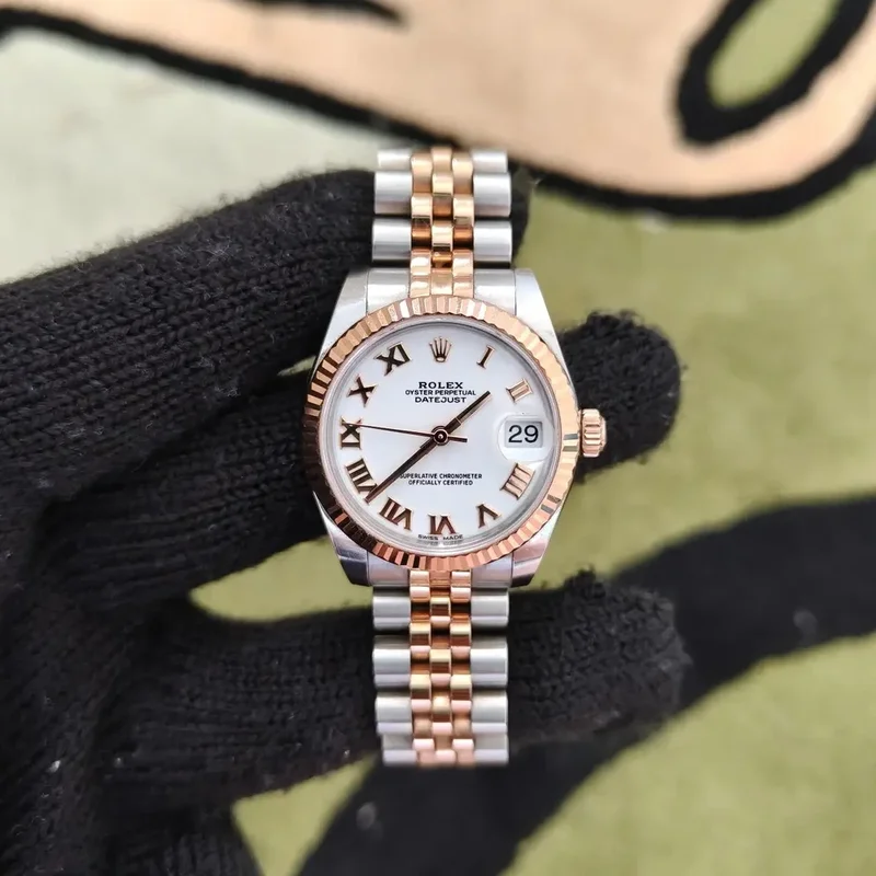 Datejust 31 Rolesor Everose Fluted / Jubilee / White Roman