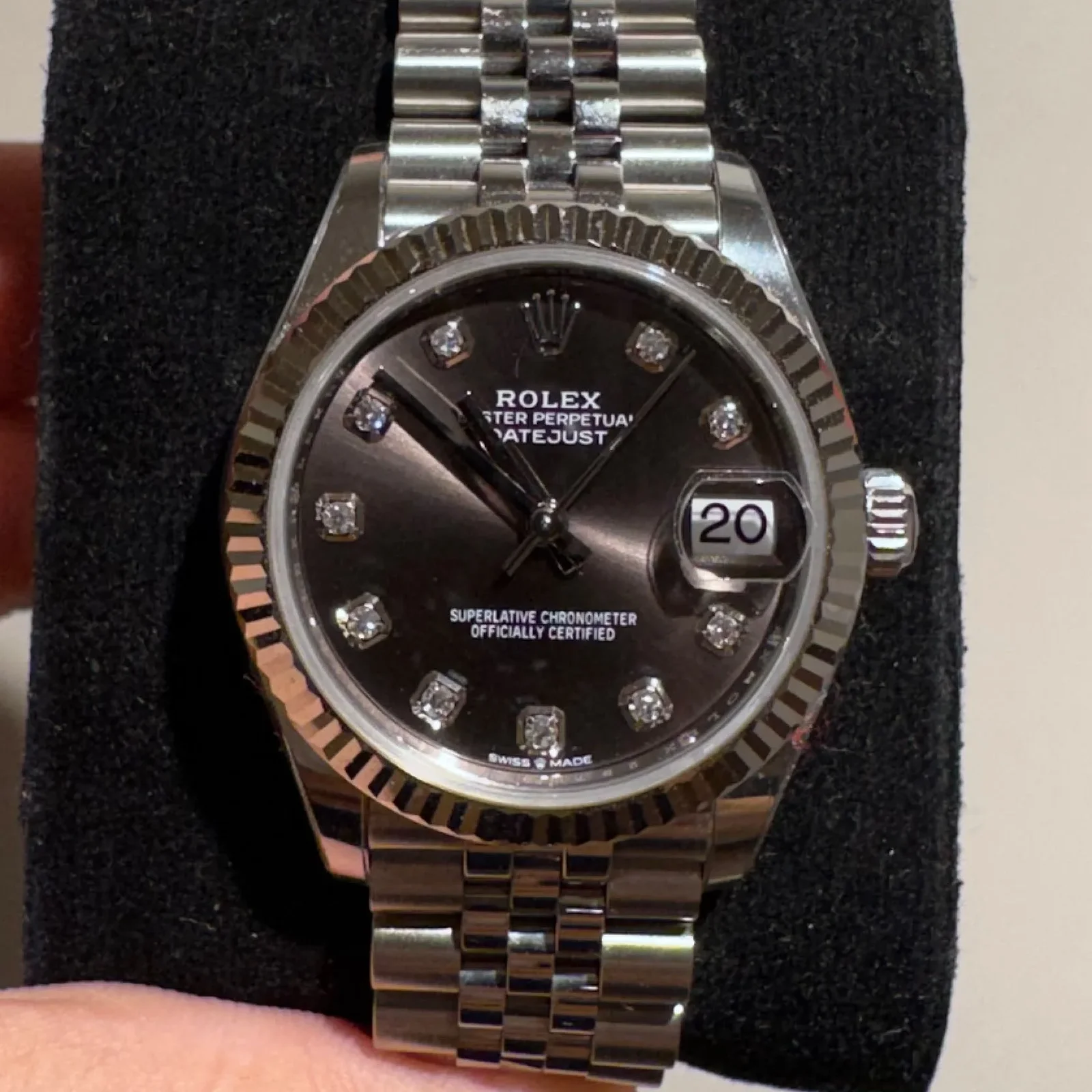 Datejust 31 Stainless Steel Fluted / Jubilee / Grey - Diamonds