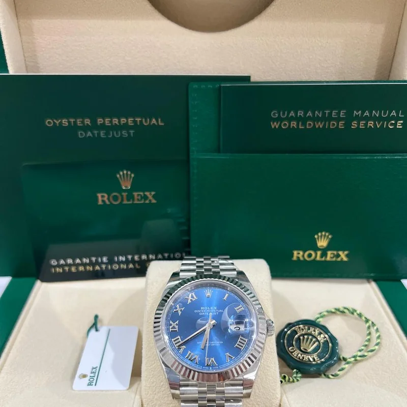 Thumb Datejust 41 Stainless Steel Fluted / Blue - Roman / Jubilee