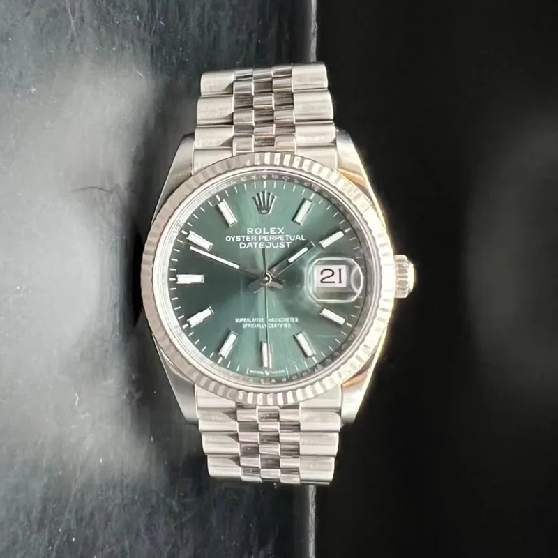 Datejust 36 Stainless Steel / Fluted / Green / Jubilee