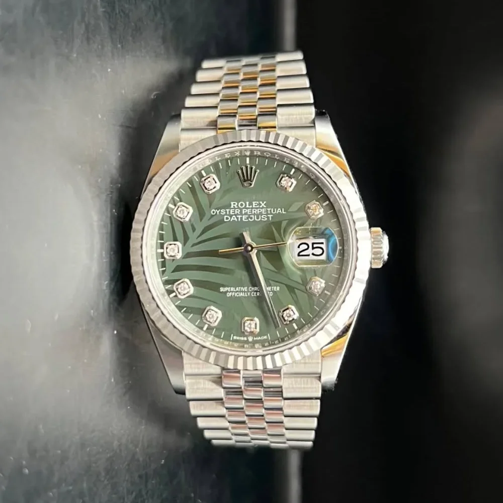 Datejust 36 Stainless Steel - Fluted / Green - Palm - Diamond / Jubilee