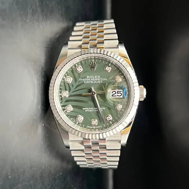Datejust 36 Stainless Steel - Fluted / Green - Palm - Diamond / Jubilee