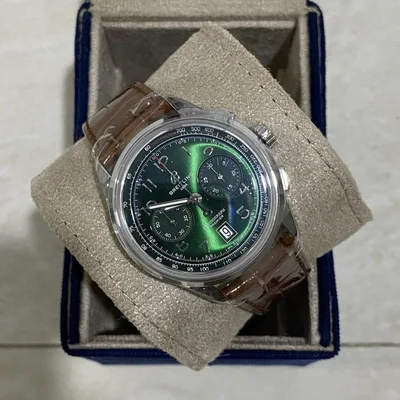 Premier B01 Chronograph 42 Stainless Steel / Green / Alligator - Pin