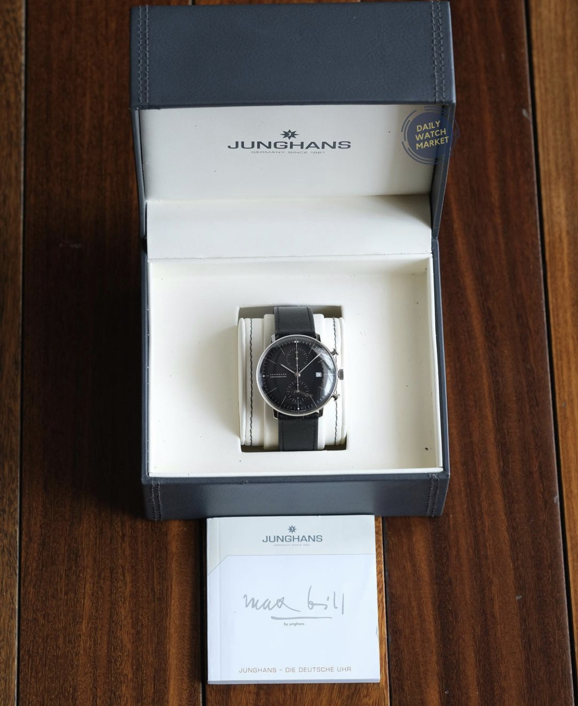 Jual Junghans Max Bill Chronoscope Black Stick 027 4601.00v Original