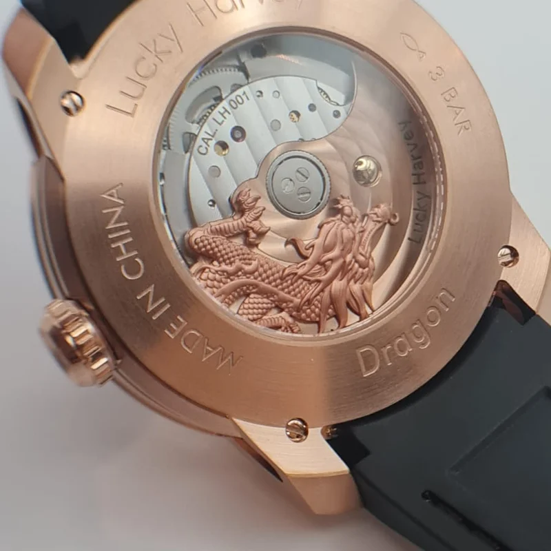 Thumb Stainless Steel Rose Gold Dragon Automatic