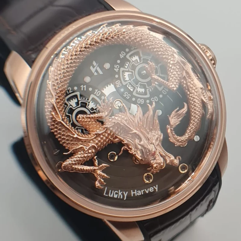 Thumb Stainless Steel Rose Gold Dragon Automatic