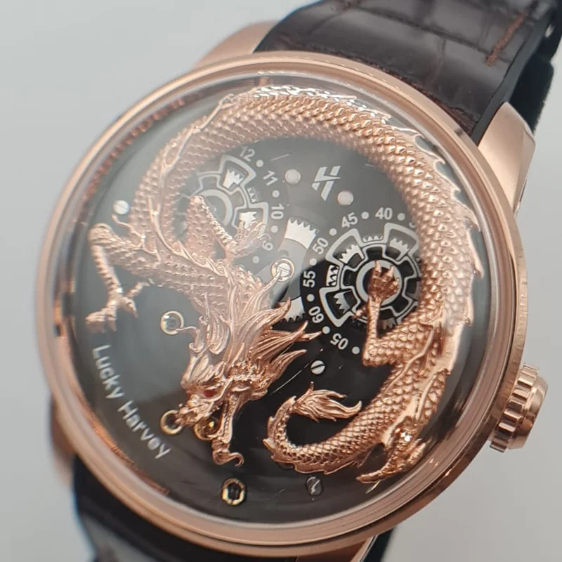 Thumb Stainless Steel Rose Gold Dragon Automatic