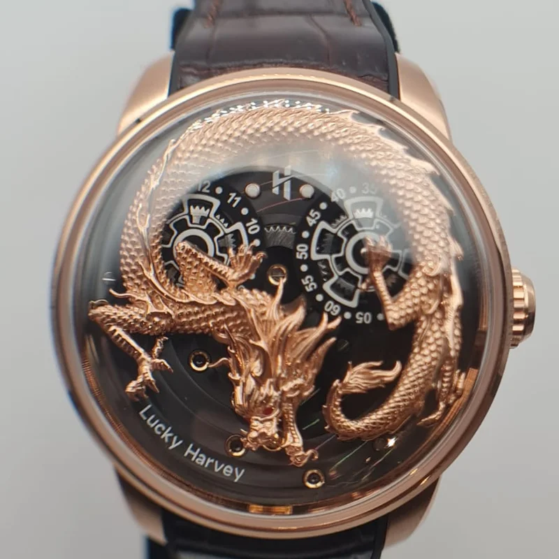 Thumb Stainless Steel Rose Gold Dragon Automatic