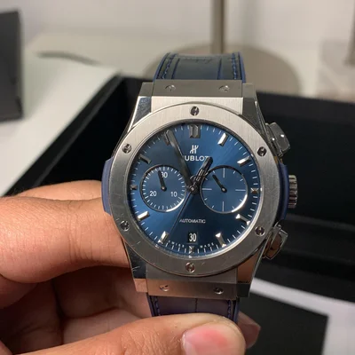 Classic Fusion 42 Chronograph Titanium / Blue / Rubber