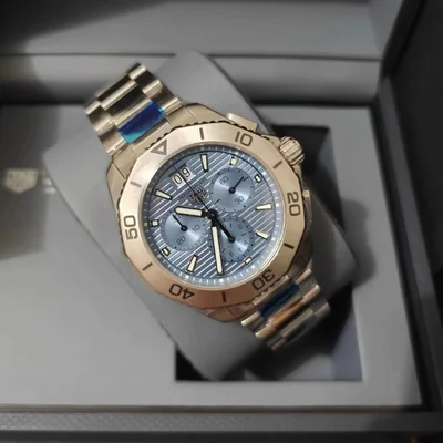 Aquaracder Professional 200 Quartz Chronograph Big Date Stainless Steel / Ice Blue