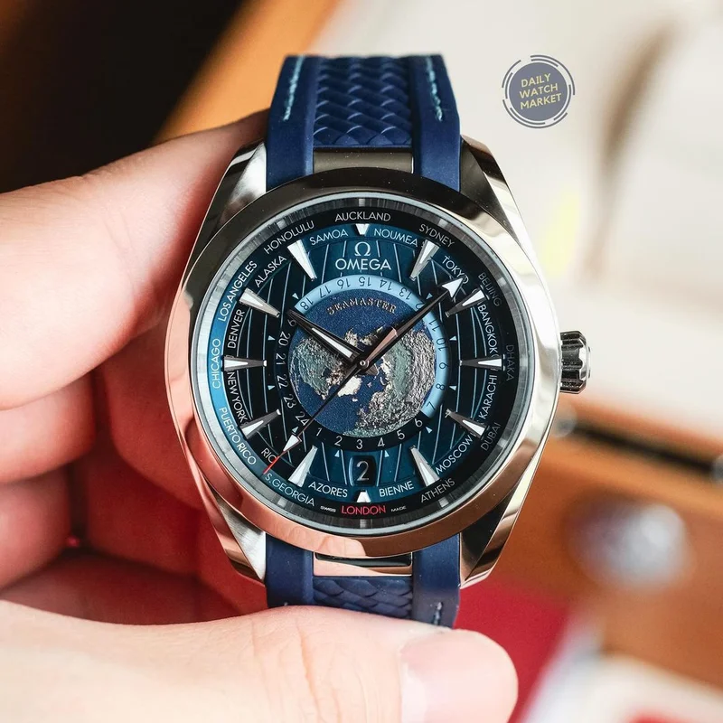 Seamaster Aqua Terra 150M Master Chronometer 43 Worldtimer Stainless Steel / Blue / Rubber