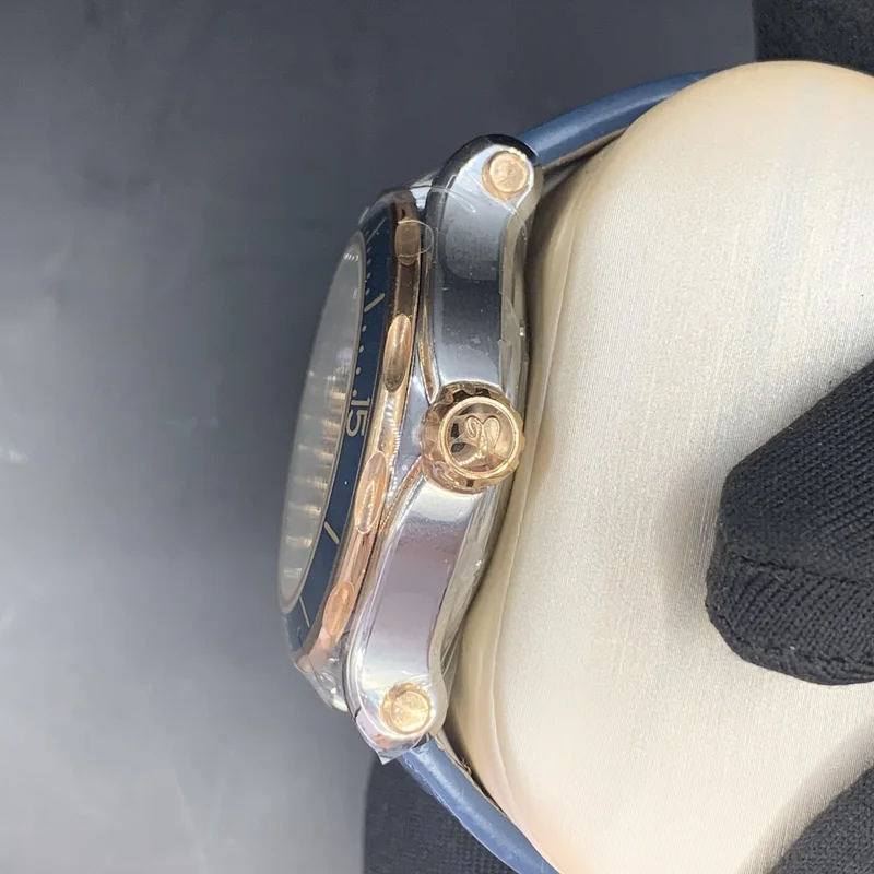 Thumb Happy Sport Ocean Ethical 18K Rose Gold & Steel Blue Grey Dial