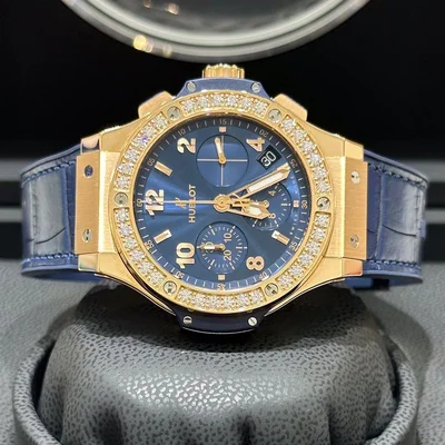 Big Bang Original 41 Red Gold - Diamond / Blue / Alligator
