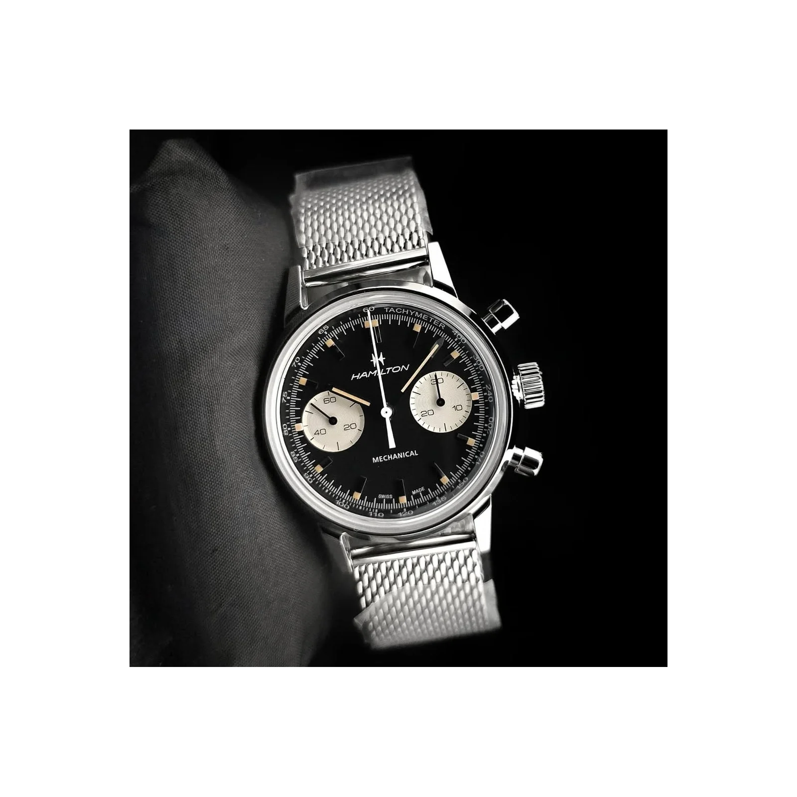 Intra-Matic Chronograph H Stainless Steel / Black / Mesh