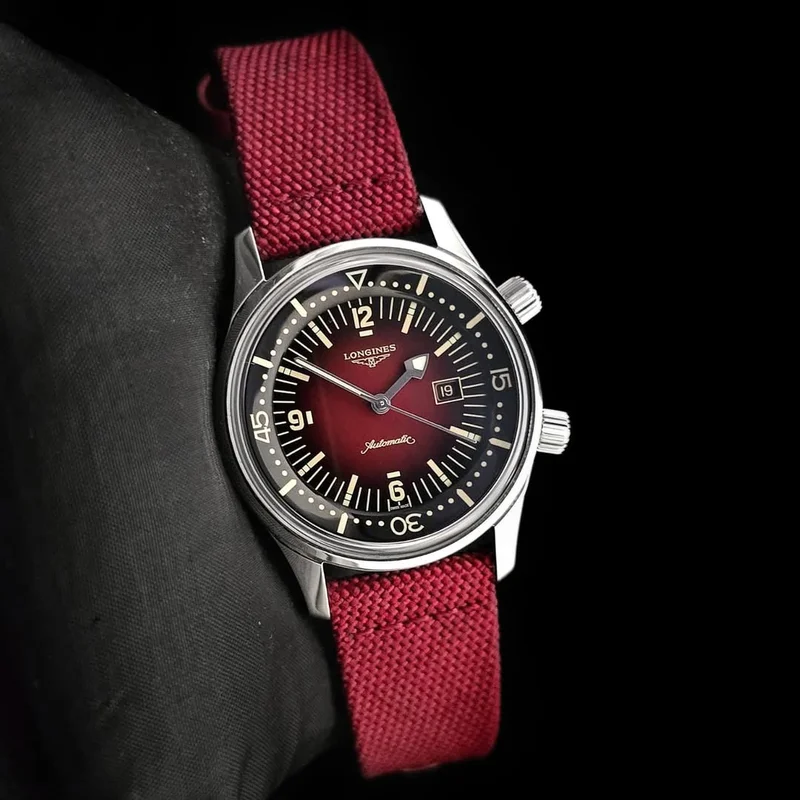 Legend Diver 36 Stainless Steel / Burgundy / Strap