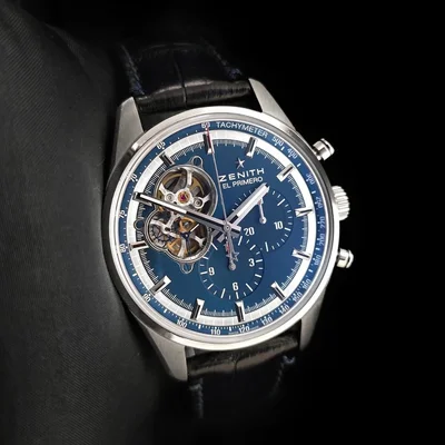El Primero Chronomaster Open Stainless Steel / Blue / Alligator