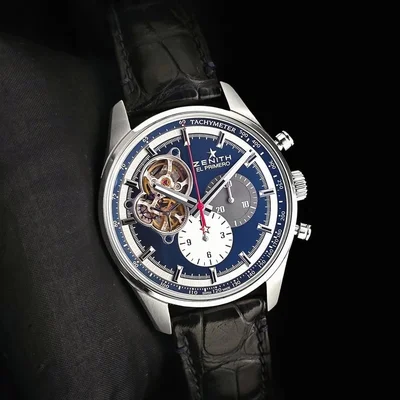 El Primero Chronomaster Open Stainless Steel / Blue 1969 / Alligator