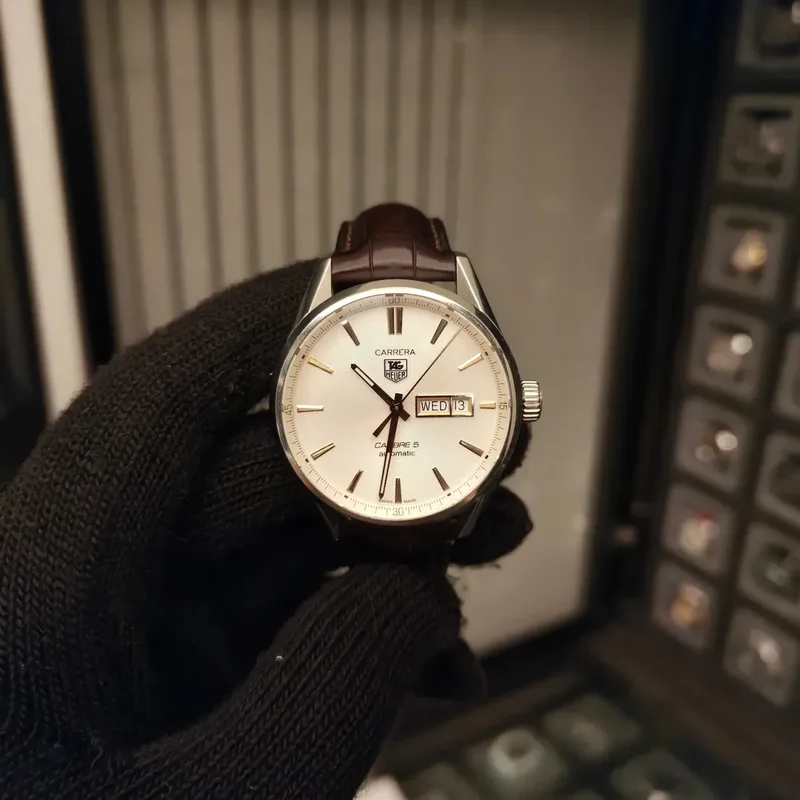 Carrera Calibre 5 Day Date Stainless Steel / Silver / Alligator