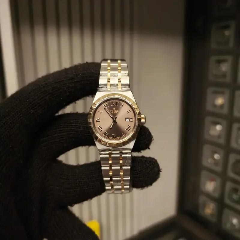 Royal Date 28 Stainless Steel / Yellow Gold / Chocolate - Roman