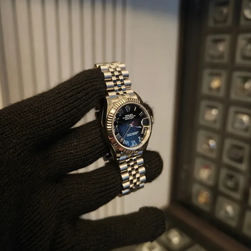 Thumb Datejust 31 Stainless Steel Fluted / Jubilee / Black - Roman