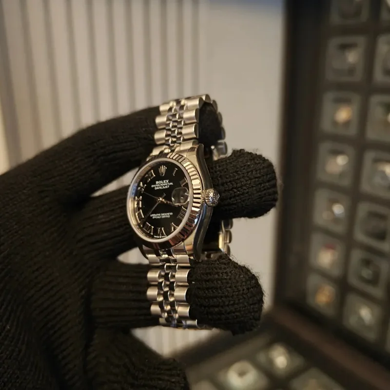 Thumb Datejust 31 Stainless Steel Fluted / Jubilee / Black - Roman