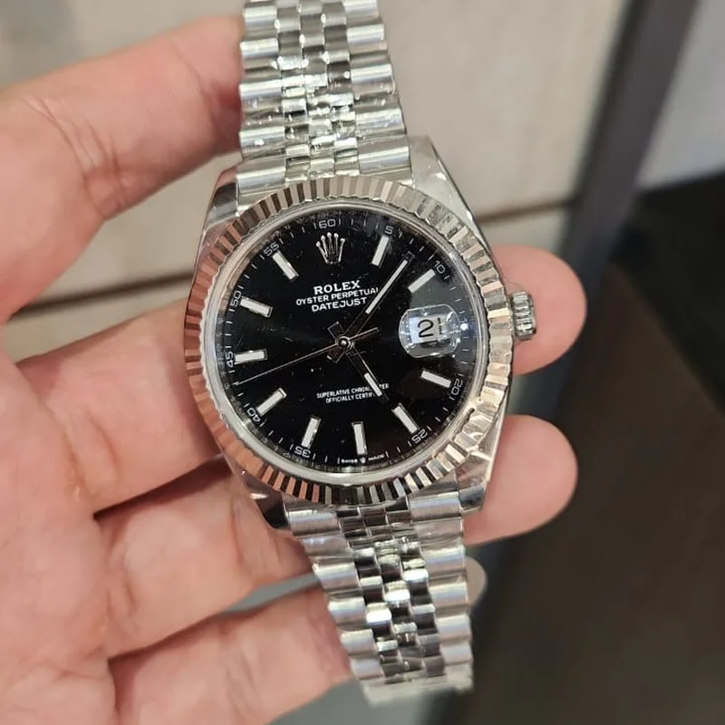 Thumb Datejust 41 Stainless Steel Fluted / Jubilee / Black