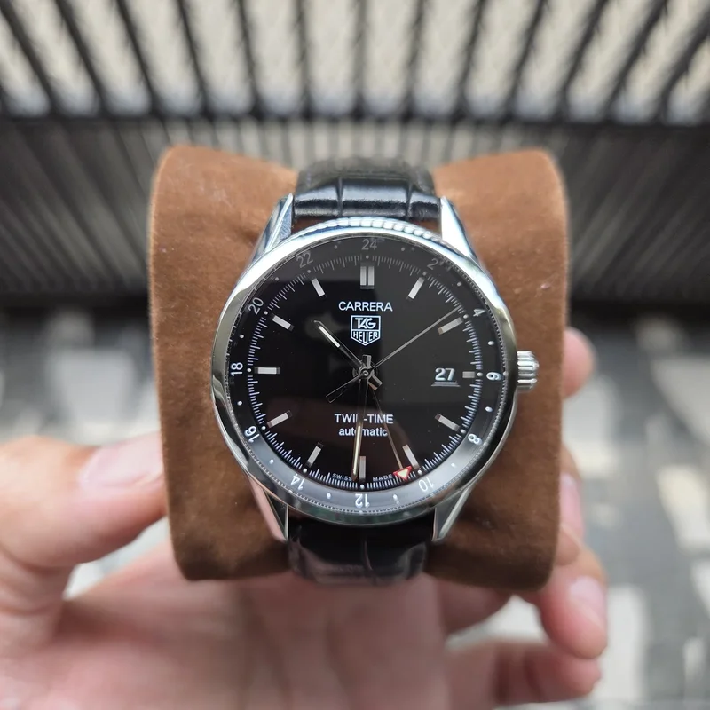 Carrera Calibre 7 Twin Time Stainless Steel / Black / Strap