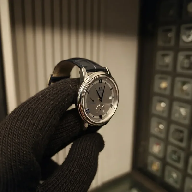 Thumb De Ville Prestige Co-Axial 39.5 Power Reserve Stainless Steel / Vintage Grey Silk