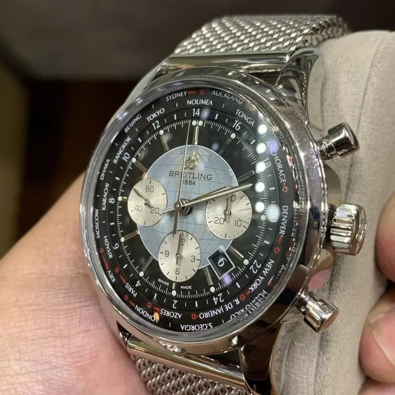 Thumb Transocean Chronograph Unitime Stainless Steel / Black / Milanese