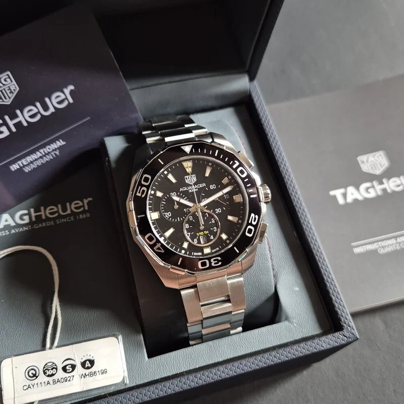 Thumb Aquaracer 300M Quartz Chronograph 43 Stainless Steel / Black / Bracelet