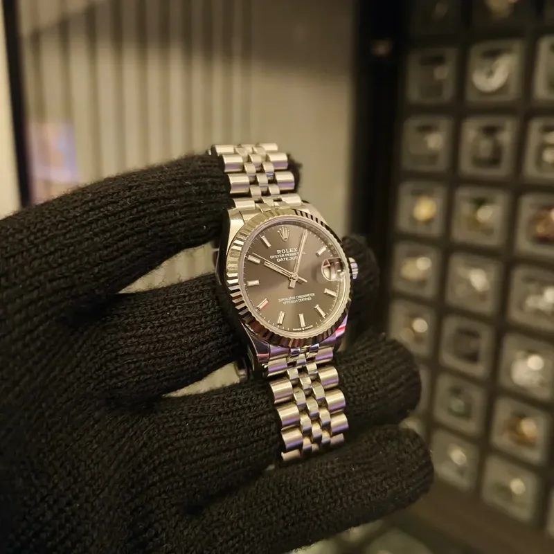 Thumb Datejust 31 Stainless Steel Fluted / Jubilee / Grey