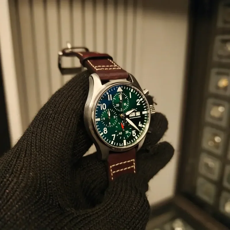 Thumb Pilot's Watch Chronograph Stainless Steel / Green