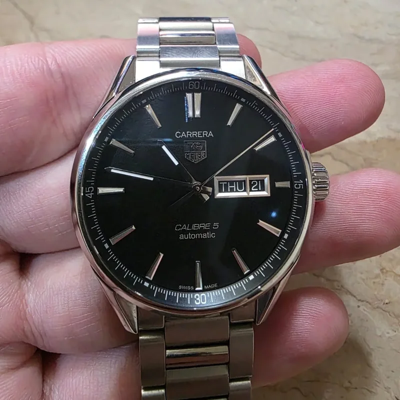 Carrera Calibre 5 Day Date Stainless Steel / Black / Bracelet