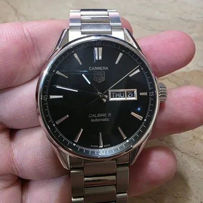 Carrera Calibre 5 Day Date Stainless Steel / Black / Bracelet