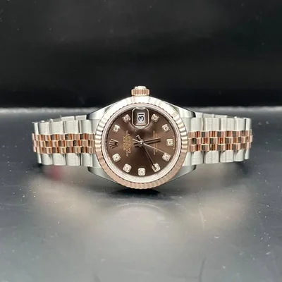 Lady-Datejust 28 Rolesor Rose Fluted / Jubilee / Chocolate Diamond