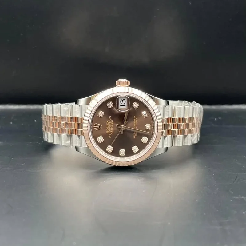 Datejust 31 Stainless Steel / Rose Gold / Fluted / Chocolate - Diamond / Jubilee