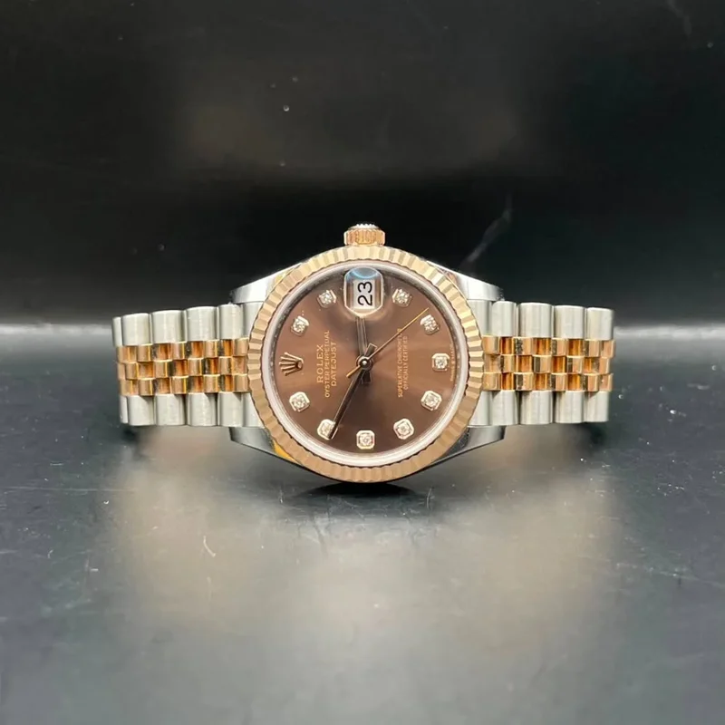 Datejust 31 Stainless Steel / Rose Gold / Fluted / Chocolate - Diamond / Jubilee