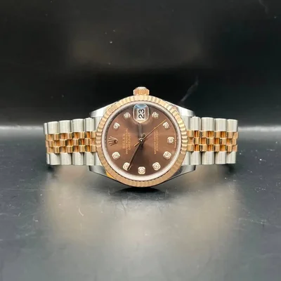 Datejust 31 Stainless Steel / Rose Gold / Fluted / Chocolate - Diamond / Jubilee