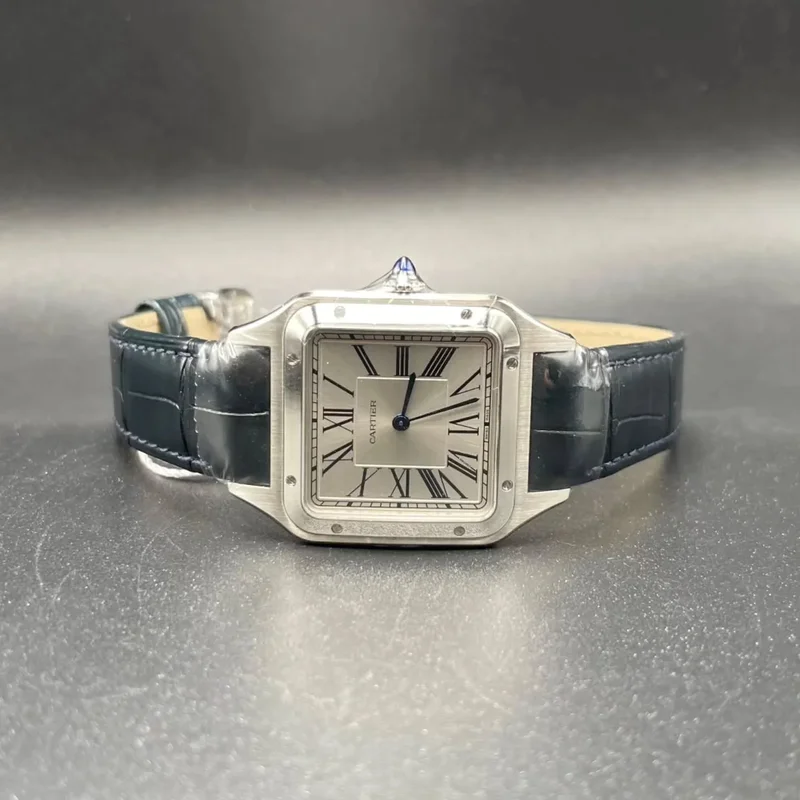 Santos Dumont Large / Blue Alligator Strap