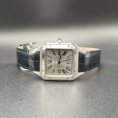 Santos Dumont Large / Blue Alligator Strap