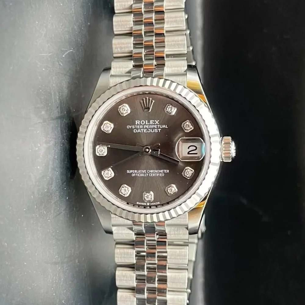 Datejust 31 Stainless Steel Fluted / Jubilee / Grey - Diamonds